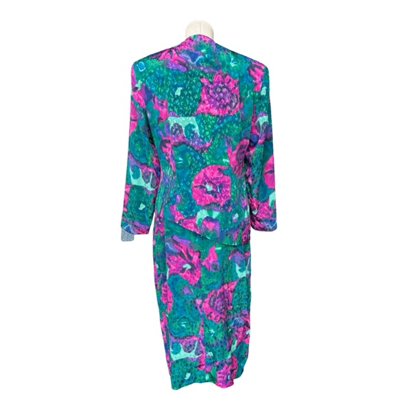 Vintage 90's golden Girls skirt Set - Pink, Green, Blue abstract florals - LG - Picture 6 of 10